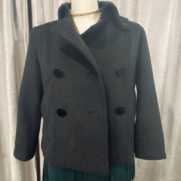 🌟 G.E.T. Dark Gray Wool Peacoat Swing Coat - Picture 1 of 9